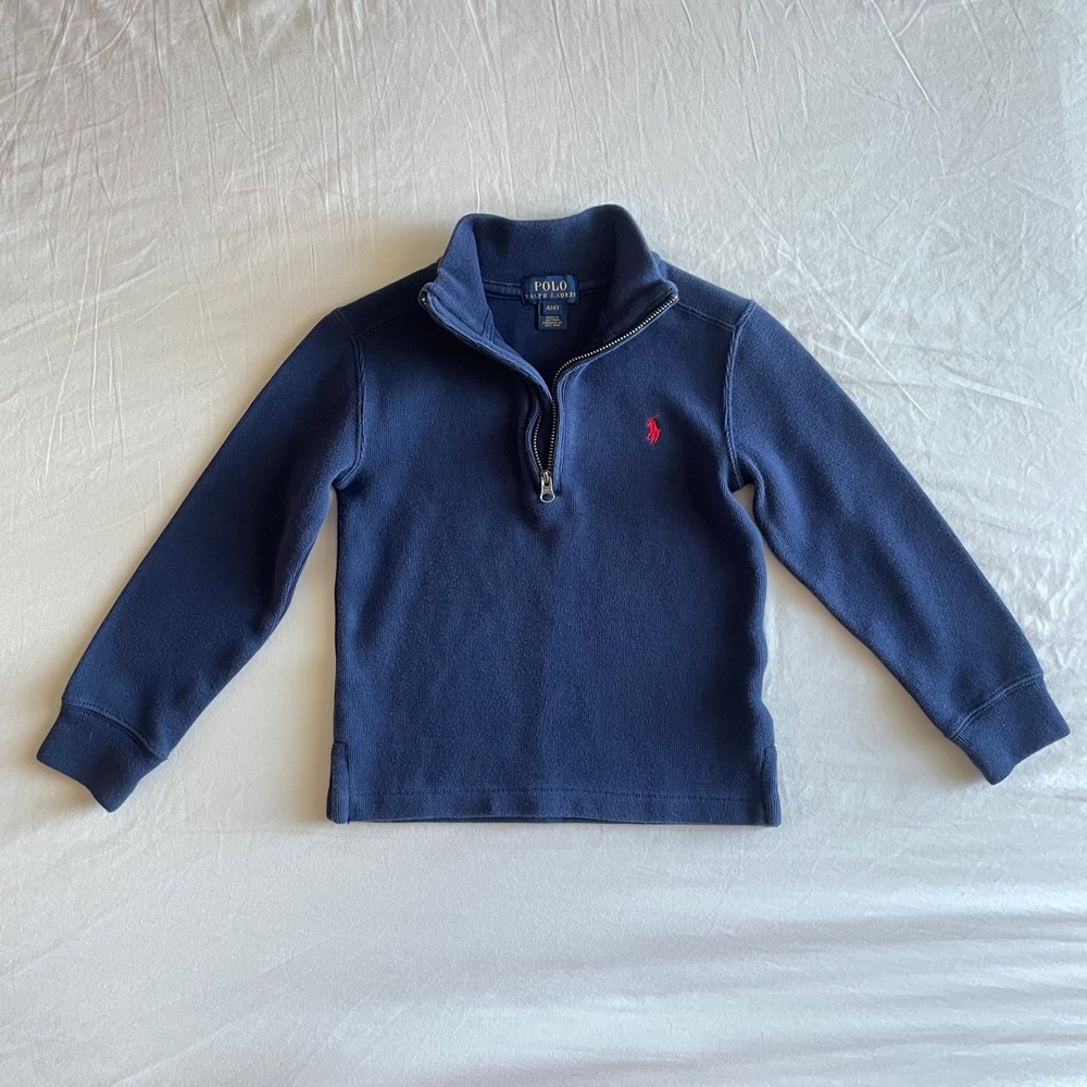 Polo Ralph Lauren Quarter Zip Pullover Kids 4/4T Preppy Navy Blue Pony Logo